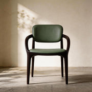Modern Solid Wood Dining Chair with Green Upholstered Seat and Back 1 Piece
